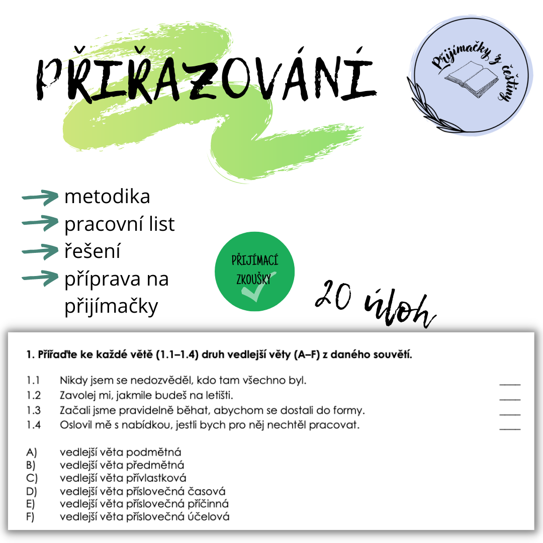 PŘIŘAZOVÁNÍ – příprava na přijímací zkoušky - Český jazyk - gramatika